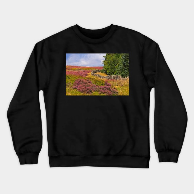 Yorkshire Moorland Heather Landscape Crewneck Sweatshirt by MartynUK